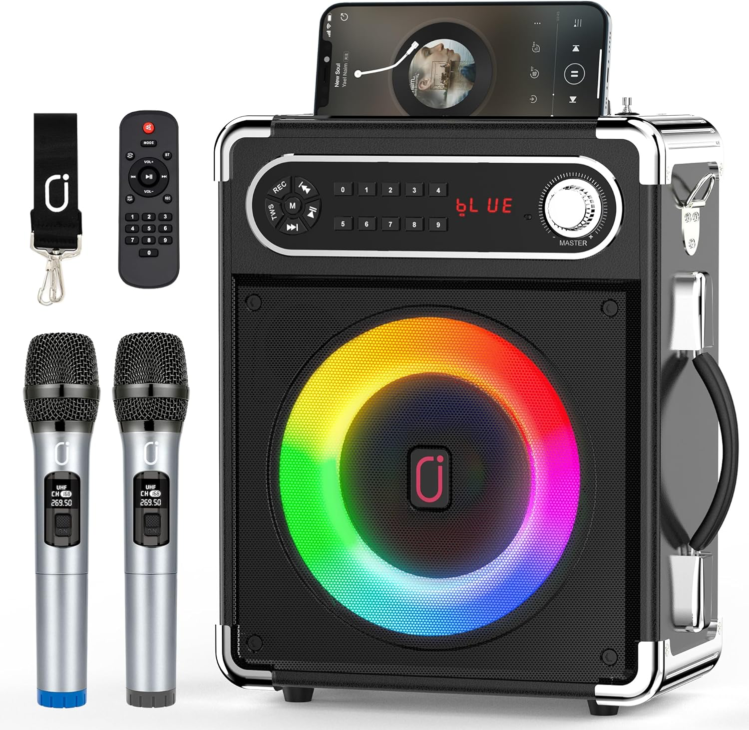 JYX Karaoke Machine with Two Wireless Microphones