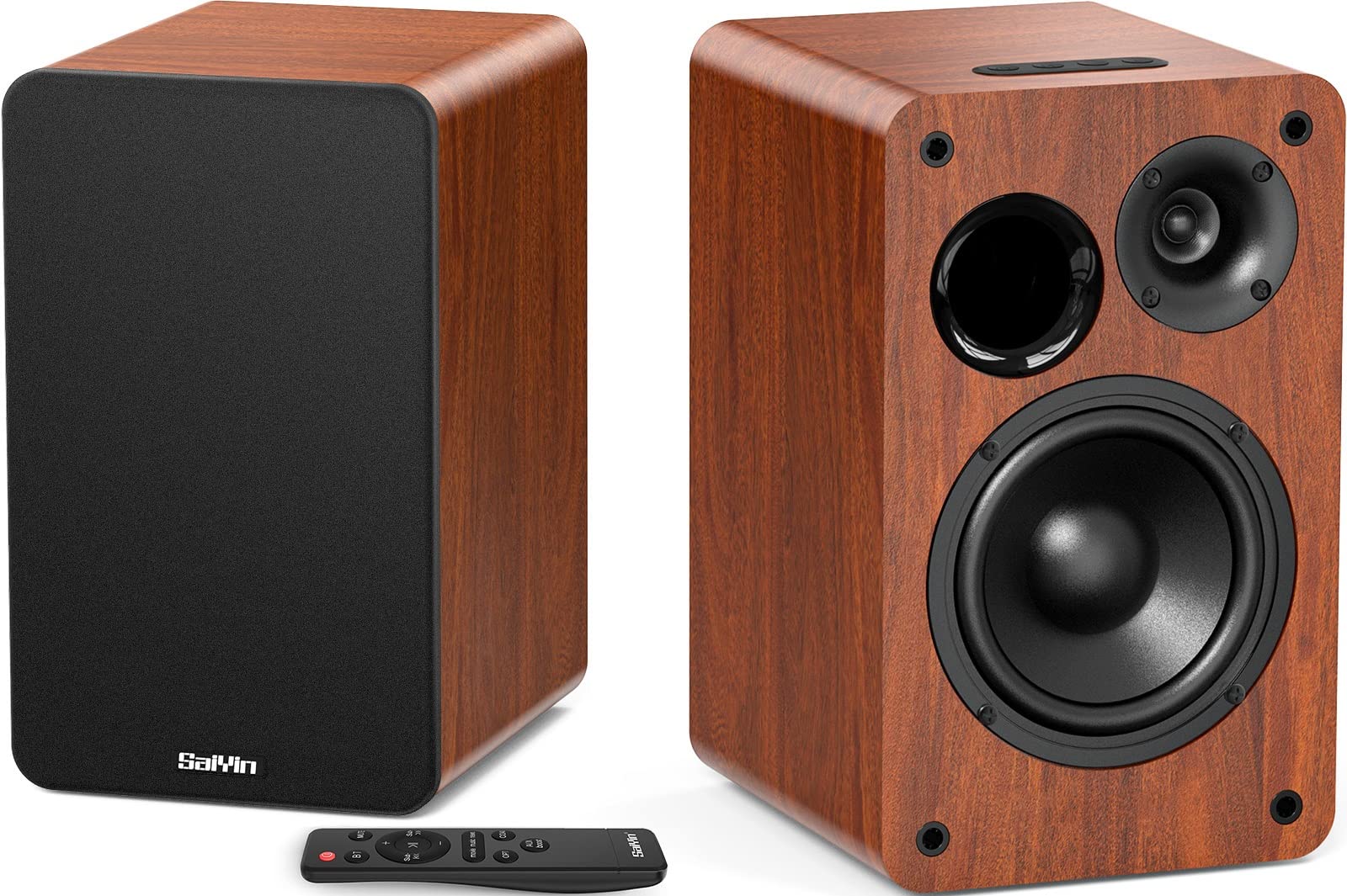 A view of Saiyin Bluetooth Bookshelf Speakers