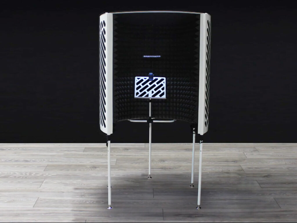 A view of a standing portable booth
