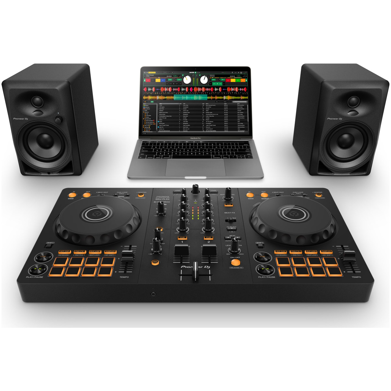 Pioneer DJ DDJ-FLX4 mix controller isolated on a white background