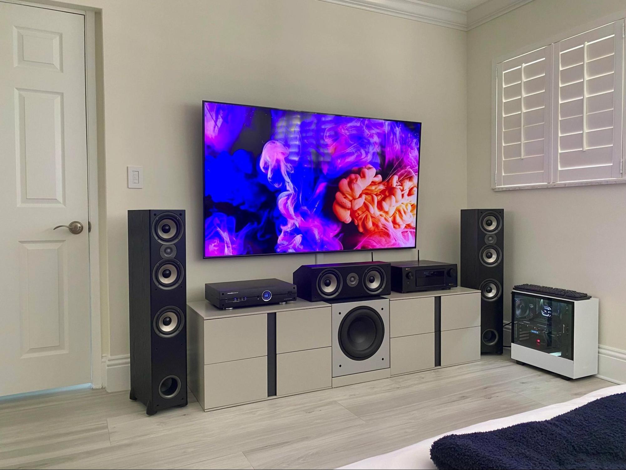 Surround Sound Speakers set up in a room