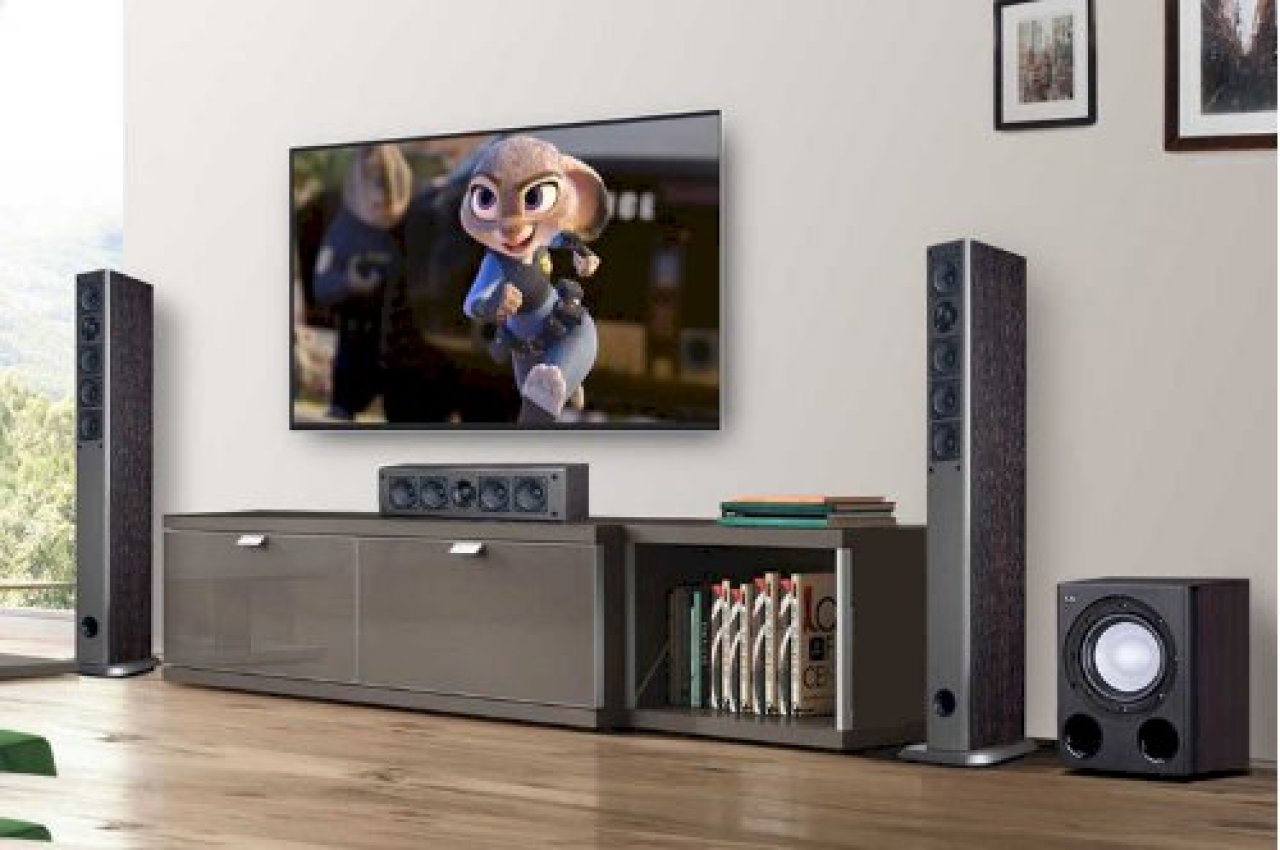 home theater speaker system setup in the room