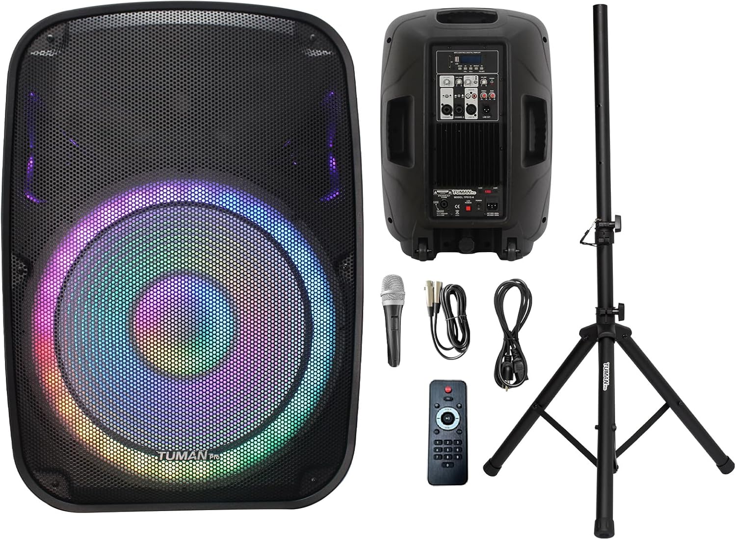 TUMAN Pro Portable 15-Inch Speaker with Stand