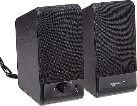 A view of Amazon Basics Wired Computer Speakers