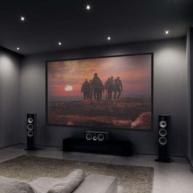 setup of a home theater speaker system in the room